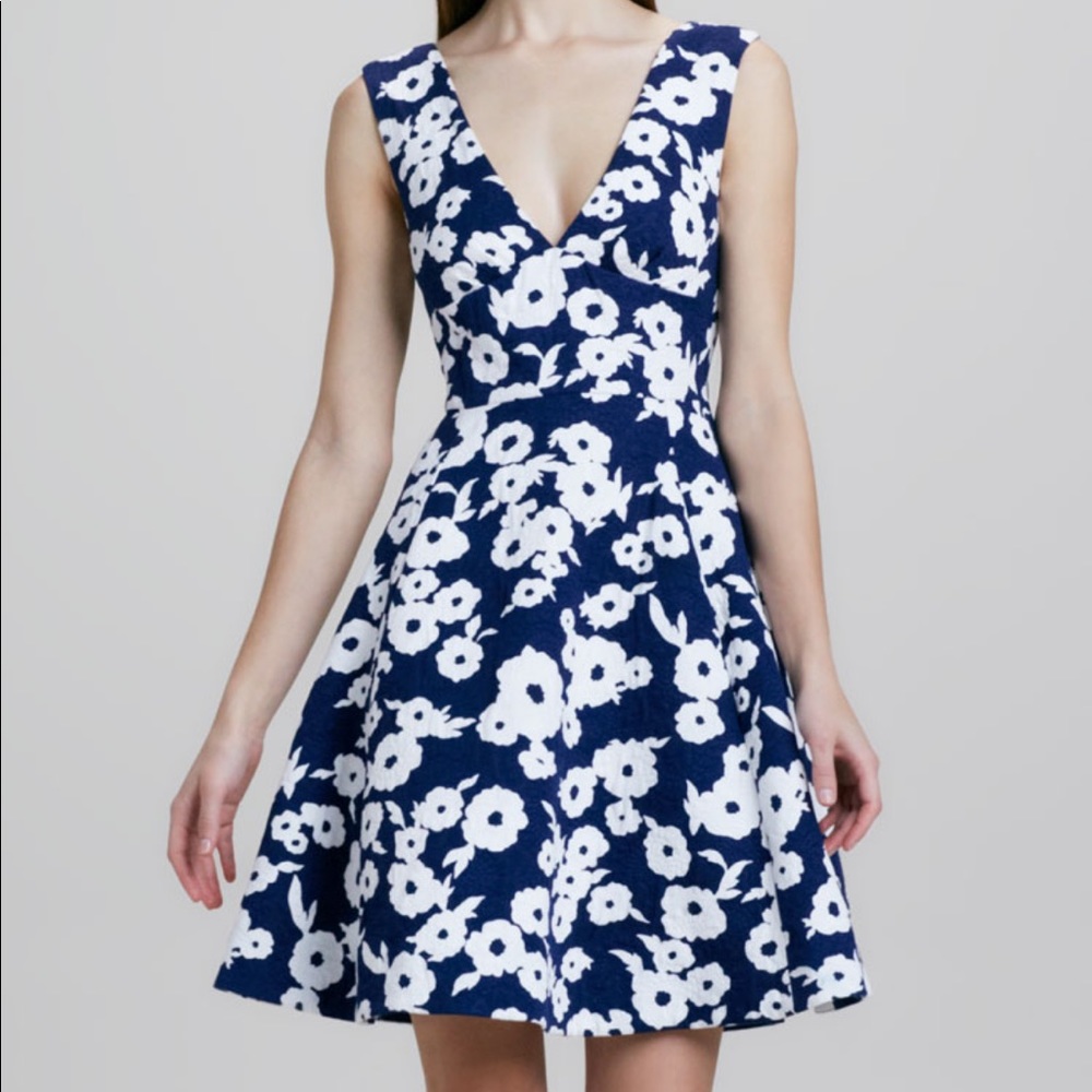 Kate Spade Martin Floral-Jacquard Flare Dress
